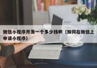 微信小程序開(kāi)發(fā)一個(gè)多少錢(qián)?。ㄈ绾卧谖⑿派仙暾?qǐng)小程序）