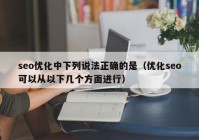 seo優(yōu)化中下列說法正確的是（優(yōu)化seo可以從以下幾個方面進行）