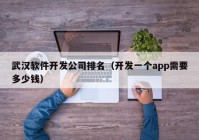 武漢軟件開(kāi)發(fā)公司排名（開(kāi)發(fā)一個(gè)app需要多少錢）